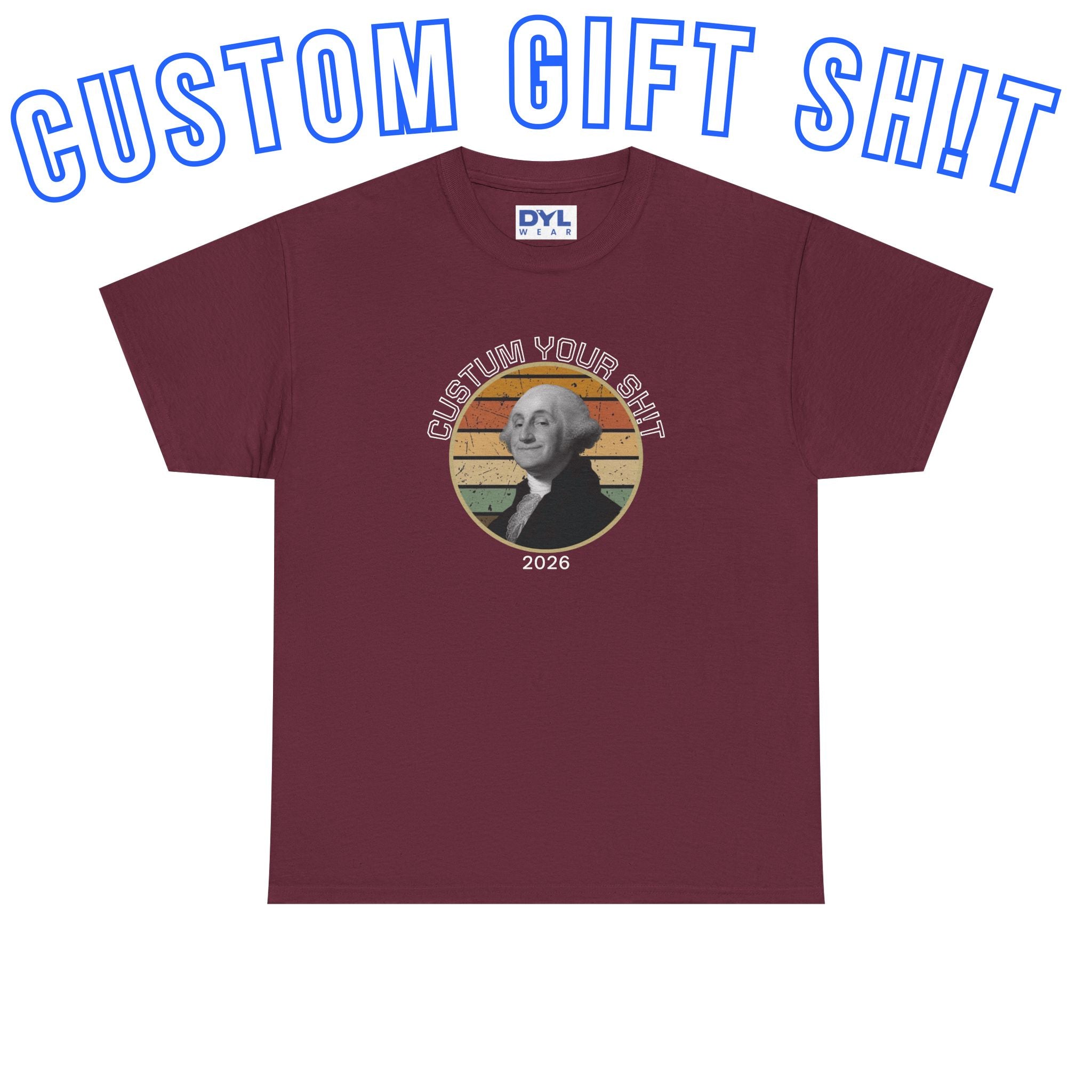 Retro George Washington T‑Shirt — Custom Text Patriotic Tee (Custom Gift)