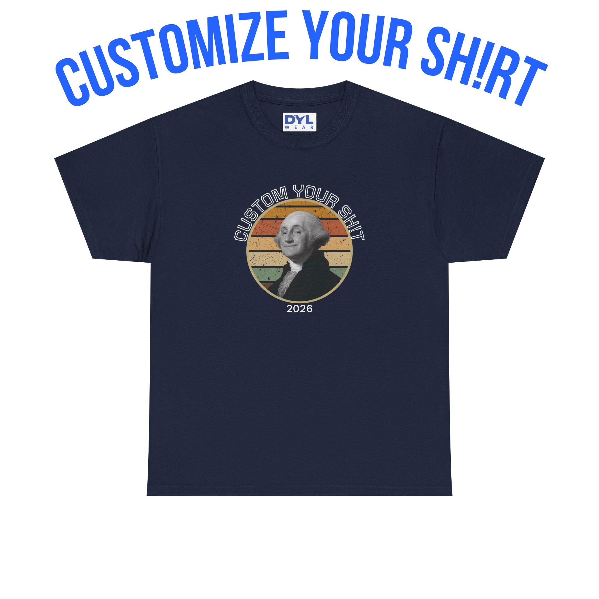 Retro George Washington T‑Shirt — Custom Text Patriotic Tee (Custom Gift)