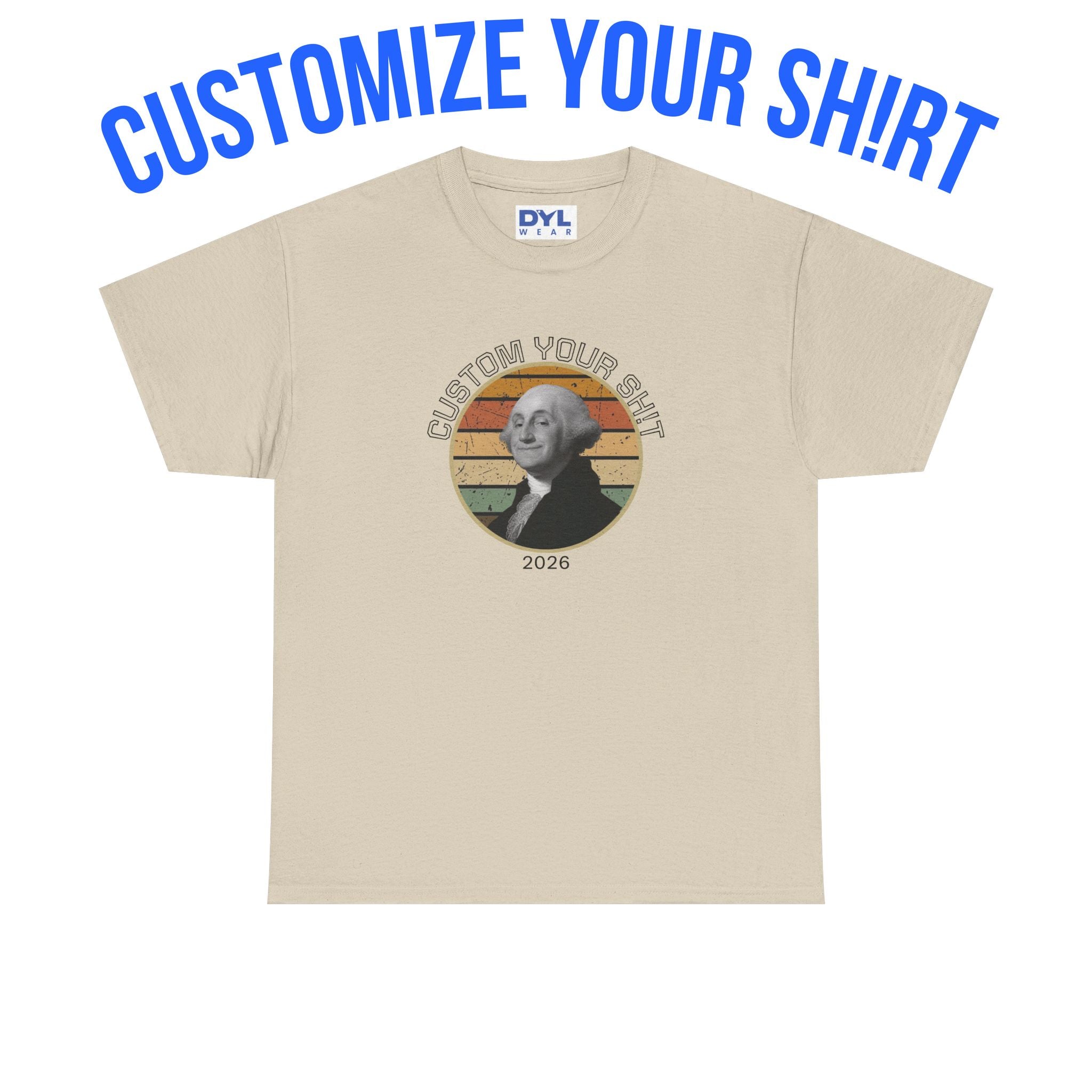 Retro George Washington T‑Shirt — Custom Text Patriotic Tee (Custom Gift)
