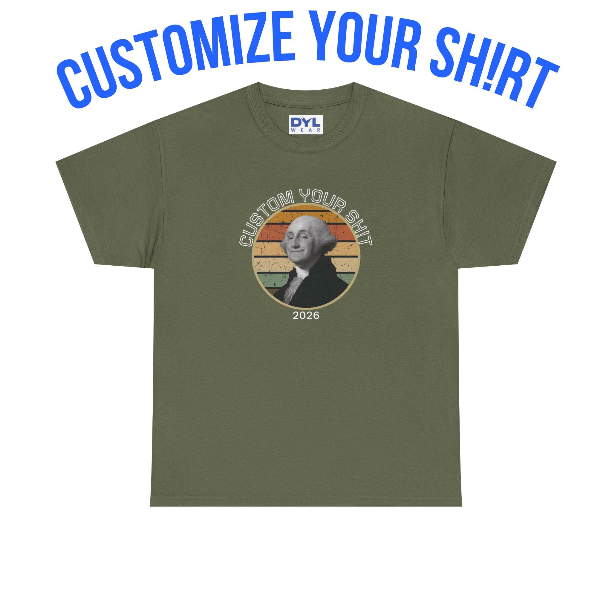 Retro George Washington T‑Shirt — Custom Text Patriotic Tee (Custom Gift)