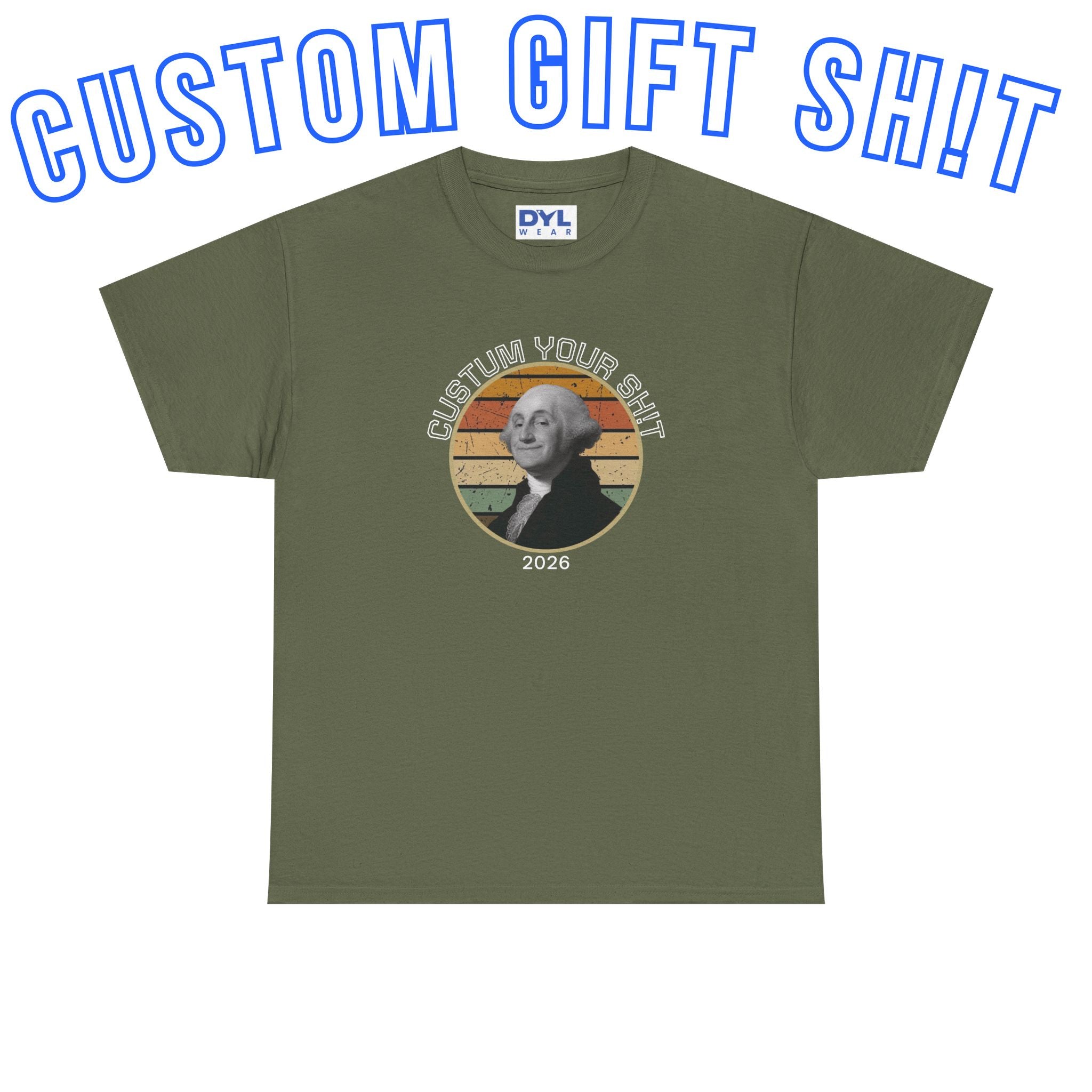 Retro George Washington T‑Shirt — Custom Text Patriotic Tee (Custom Gift)