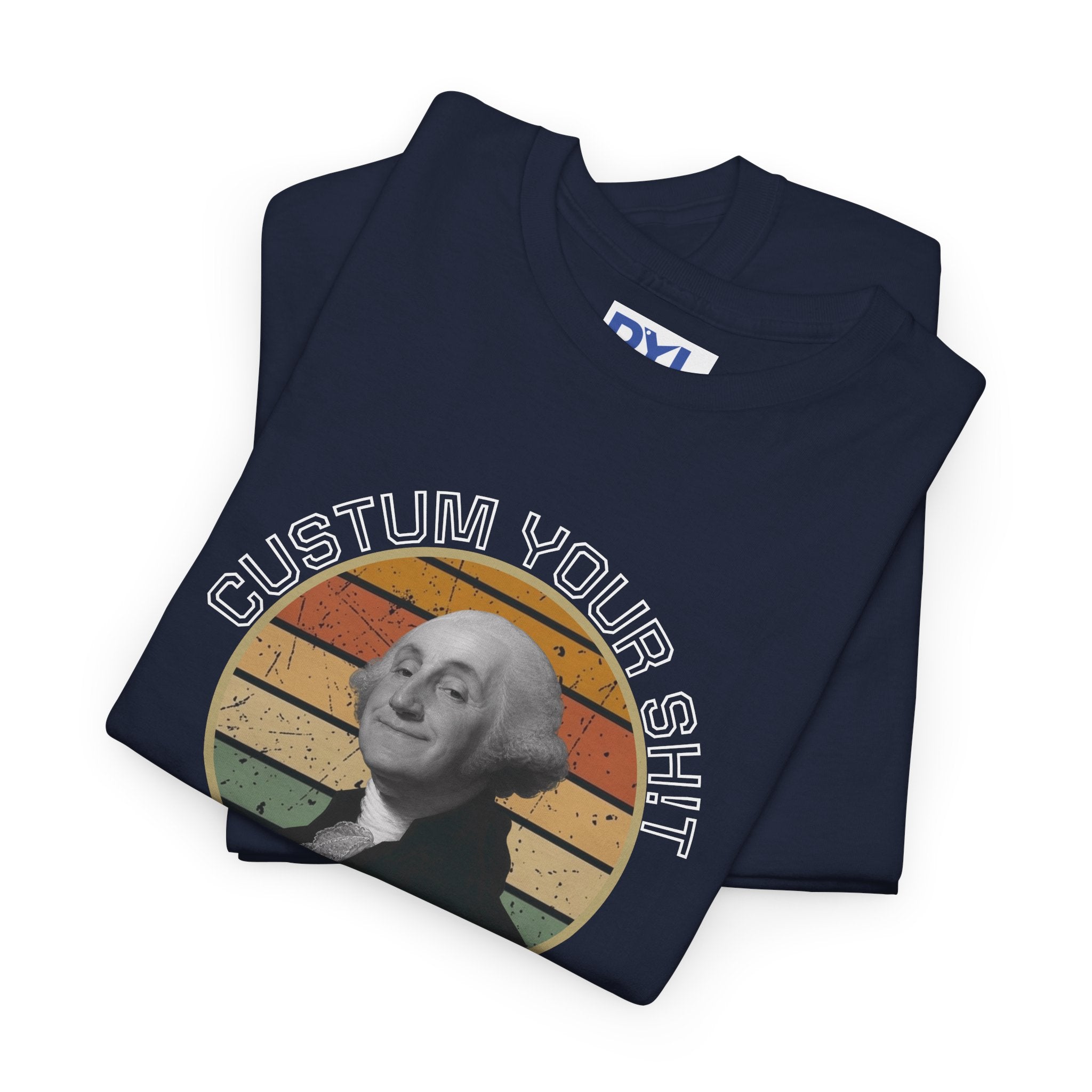 Retro George Washington T‑Shirt — Custom Text Patriotic Tee (Custom Gift)