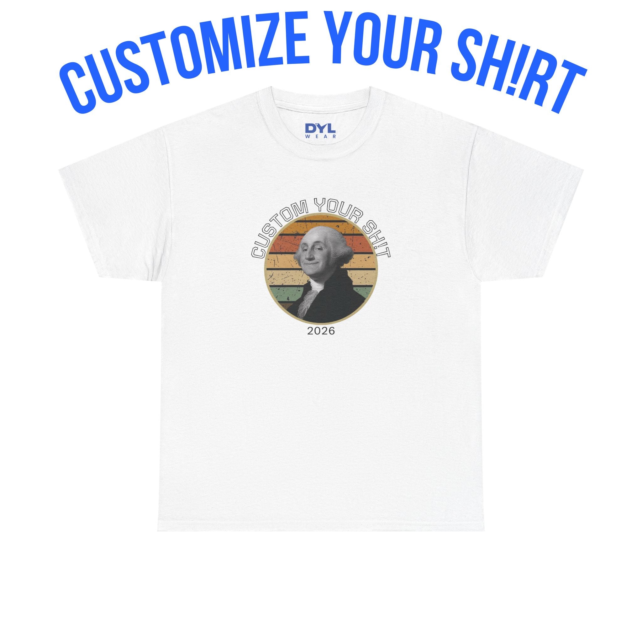 Retro George Washington T‑Shirt — Custom Text Patriotic Tee (Custom Gift)