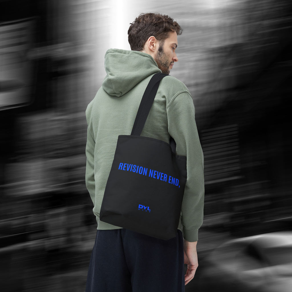 REVISION NEVER END,. –DYL WEAR. Everyday Lightweight AOP Shopping Tote
