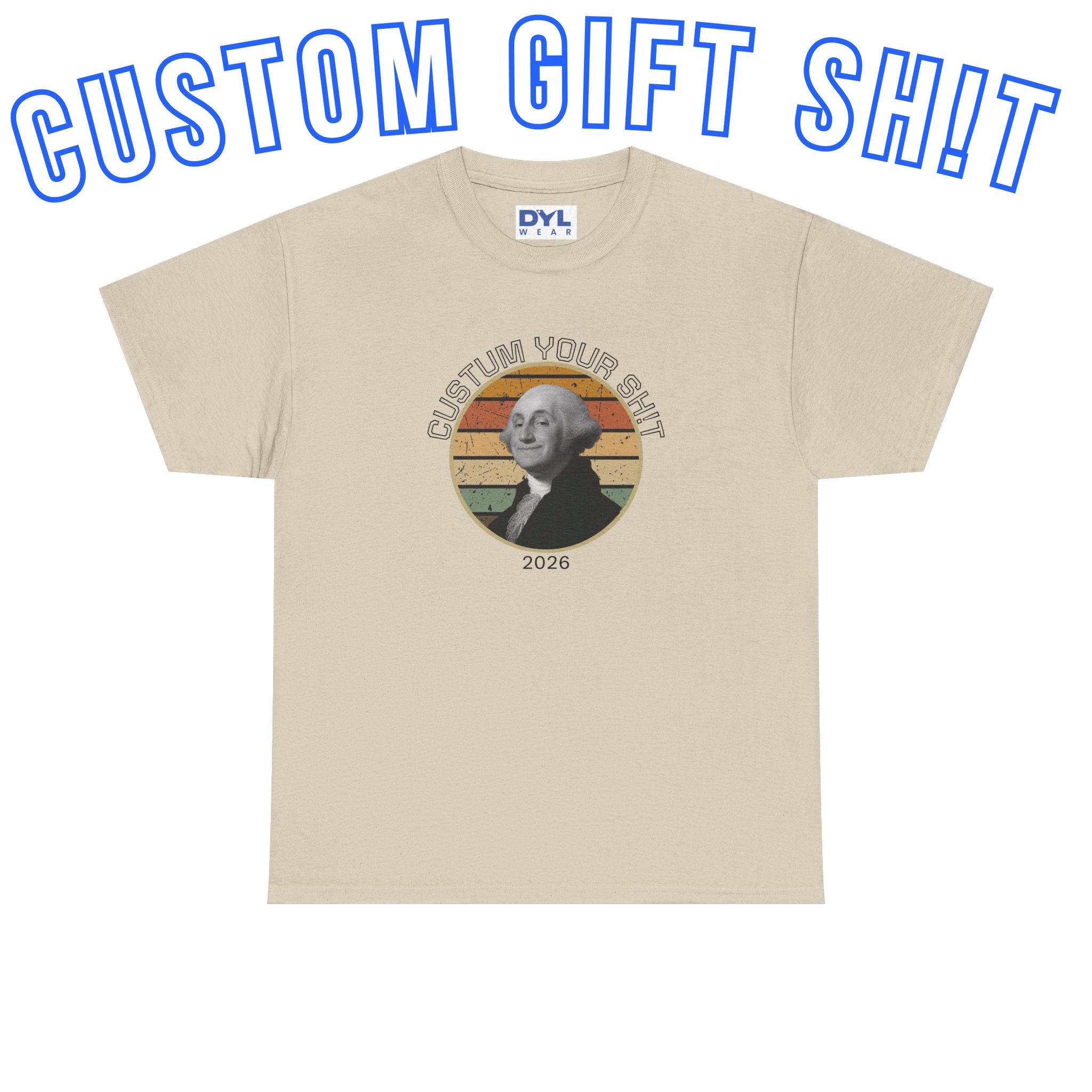 Retro George Washington T‑Shirt — Custom Text Patriotic Tee (Custom Gift)
