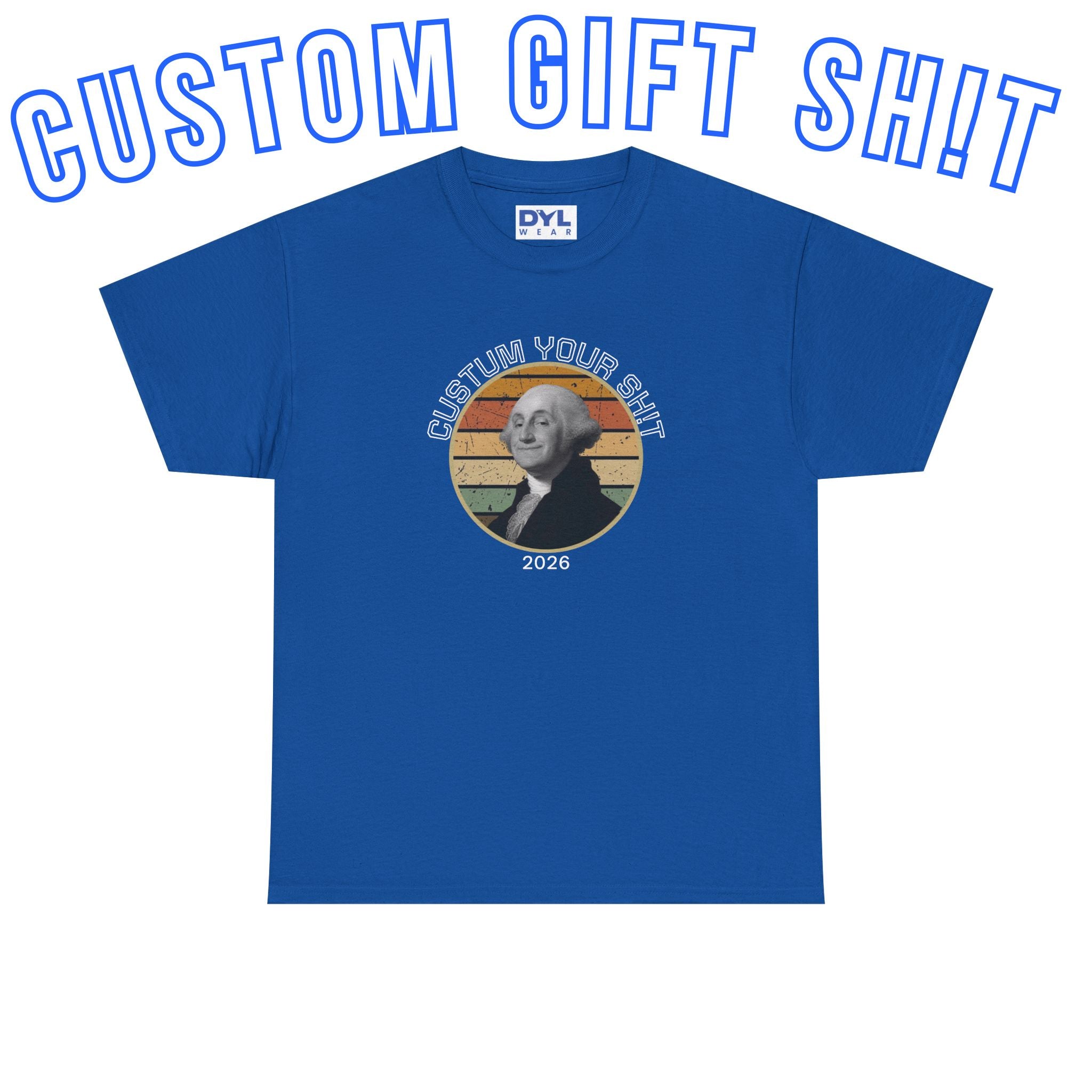 Retro George Washington T‑Shirt — Custom Text Patriotic Tee (Custom Gift)