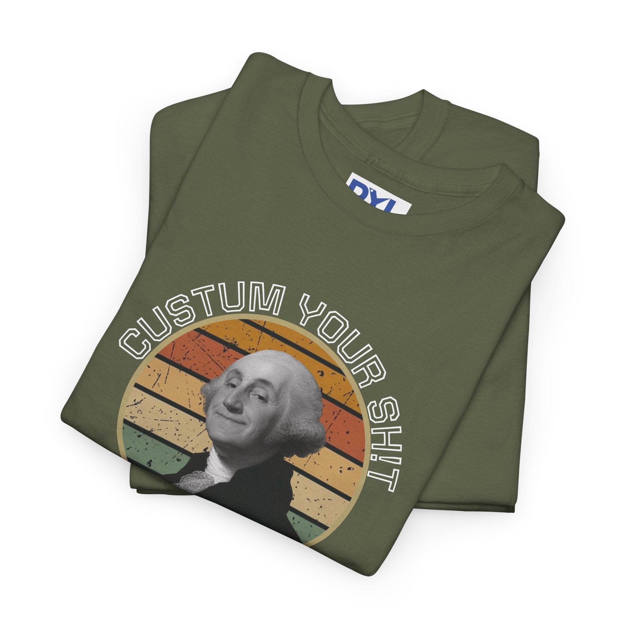 Retro George Washington T‑Shirt — Custom Text Patriotic Tee (Custom Gift)